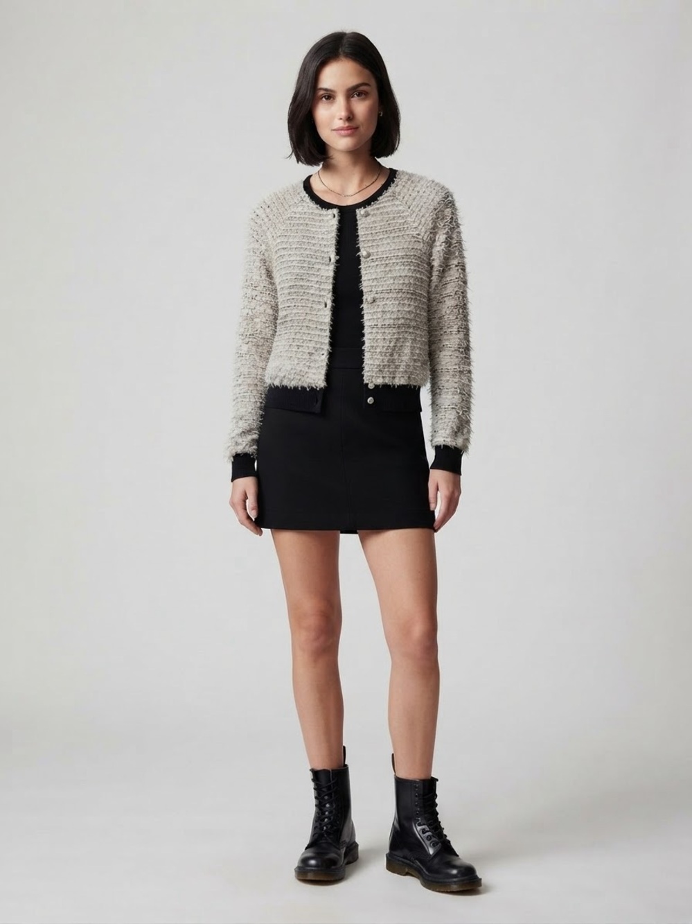 Cream/Black Textured Cardigan Size XS
